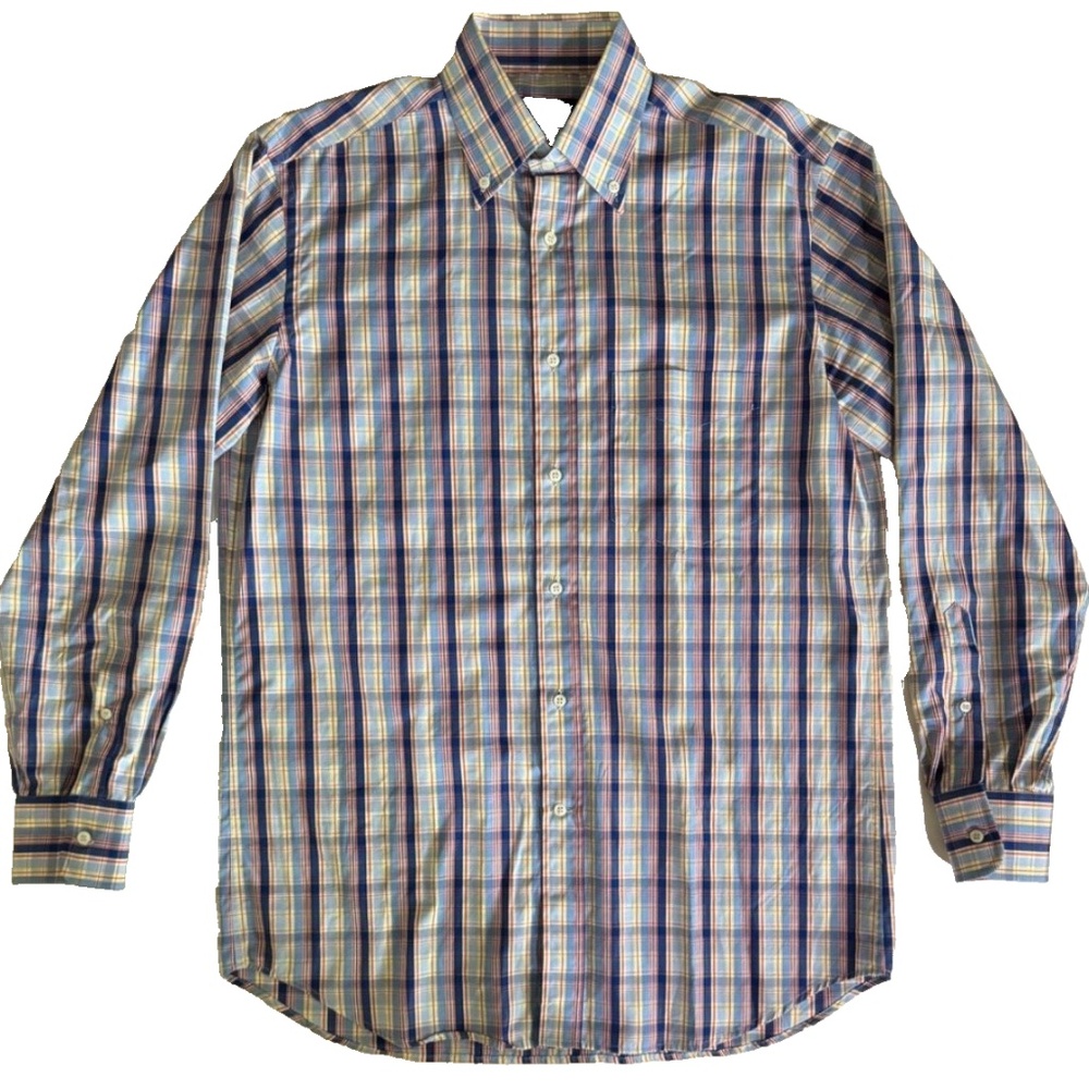 Paul & Shark Yachting Mens S Blue Plaid Button Down Shirt Lightweight Italy